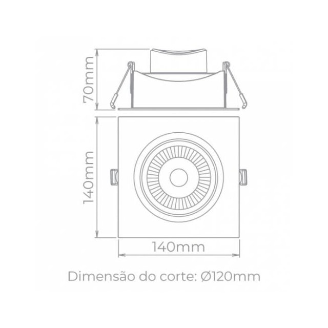 Spot Regulável Quadrado Preto 1W 3000K - Astraled