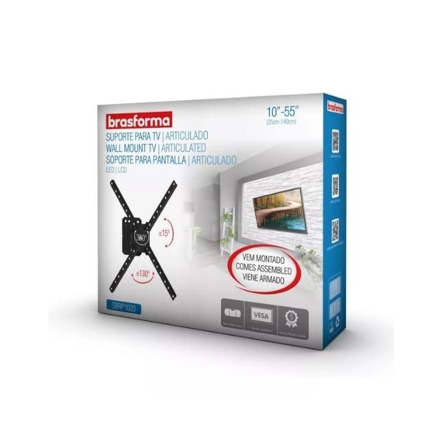 Suporte Articulado para TV LED, LCD, Plasma, 3D e Smart TV de 10 a 55 Pol. – BRASFORMA Suporte Articulado para TV LED, LCD, Plasma, 3D e Smart TV de 10 a 55 Pol. – BRASFORMA