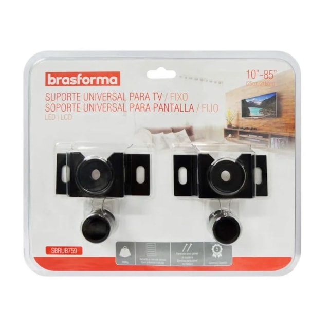 Suporte para TV Fixo 10 até 85 Pol. TV LCD/LED/Plasma/3D - BRASFORMA