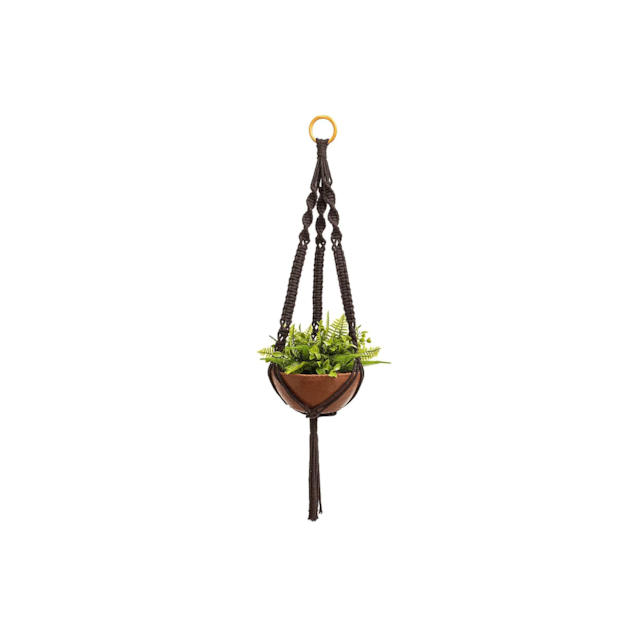 Suporte Para Vaso De Plantas Hanger Macramê Espiral Marrom