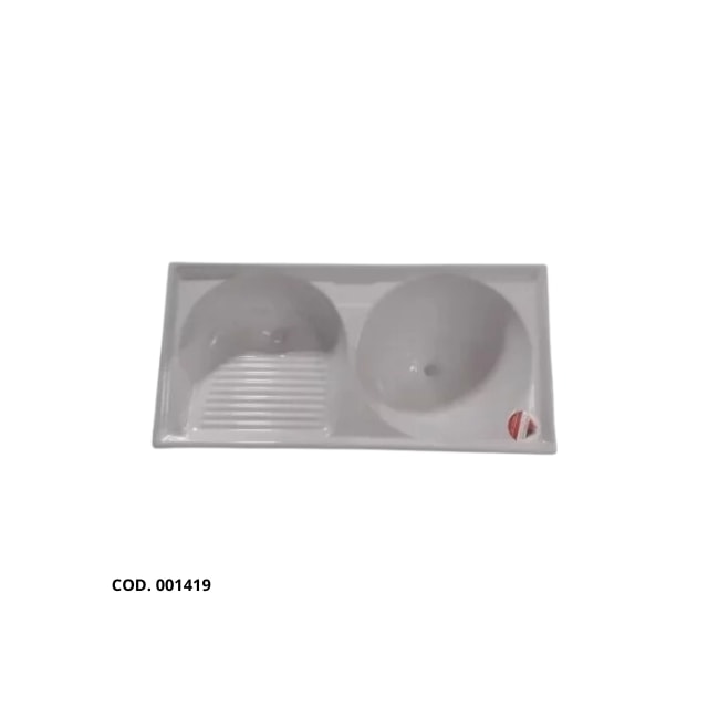 Tanque Duplo de Fibra 0,85 x 0,50cm Branco Granitado - FortMármore Tanque Duplo de Fibra 0,85 x 0,50cm Branco Granitado - FortMármore