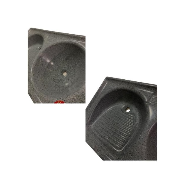 Tanque Duplo de Fibra 0,85 x 0,50cm Cinza Granitado - FortMármore Tanque Duplo de Fibra 0,85 x 0,50cm Cinza Granitado - FortMármore