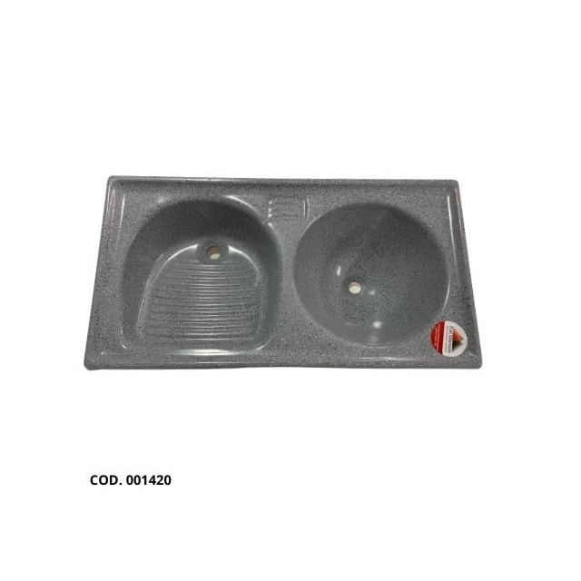 Tanque Duplo de Fibra 0,85 x 0,50cm Cinza Granitado - FortMármore Tanque Duplo de Fibra 0,85 x 0,50cm Cinza Granitado - FortMármore