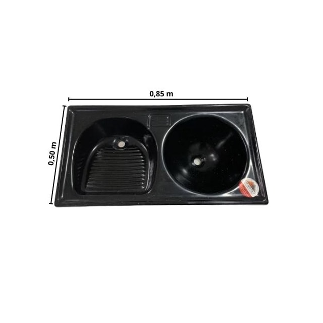 Tanque Duplo de Fibra 0,85 x 0,50cm Grafite Granitado - FortMármore Tanque Duplo de Fibra 0,85 x 0,50cm Grafite Granitado - FortMármore