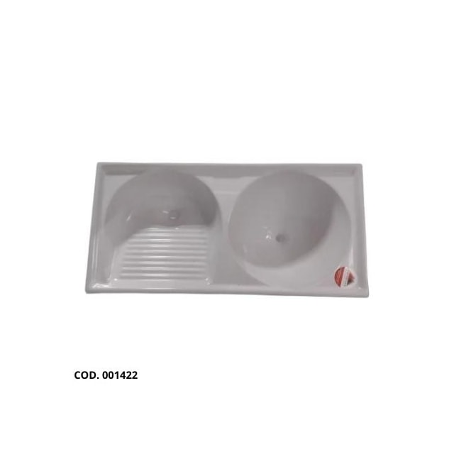 Tanque Duplo de Fibra 100 x 50cm Branco Granitado - FORTMÁRMORE Tanque Duplo de Fibra 100 x 50cm Branco Granitado - FORTMÁRMORE