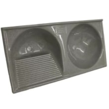 Tanque Duplo Mármore Sintético Premium 102x50 Cinza Real - Decoralita Tanque Duplo Mármore Sintético Premium 102x50 Cinza Real - Decoralita