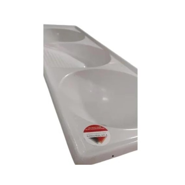 Tanque Triplo de Fibra 1,50 x 0,50m Branco Granitado - FORTMÁRMORE Tanque Triplo de Fibra 1,50 x 0,50m Branco Granitado - FORTMÁRMORE