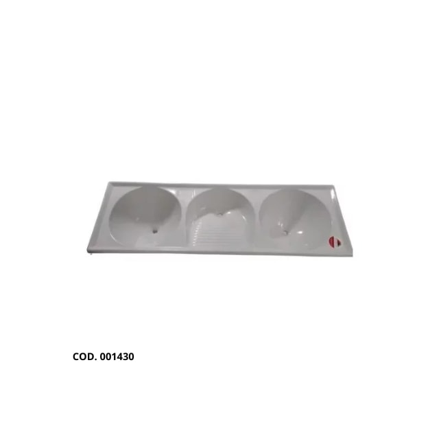 Tanque Triplo de Fibra 1,50 x 0,50m Branco Granitado - FORTMÁRMORE Tanque Triplo de Fibra 1,50 x 0,50m Branco Granitado - FORTMÁRMORE