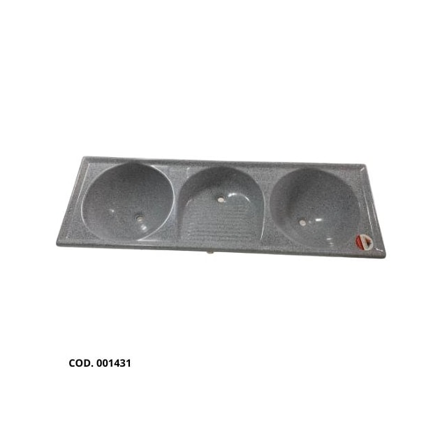 Tanque Triplo de Fibra 1,50 x 0,50m Cinza Granitado - FORTMÁRMORE Tanque Triplo de Fibra 1,50 x 0,50m Cinza Granitado - FORTMÁRMORE