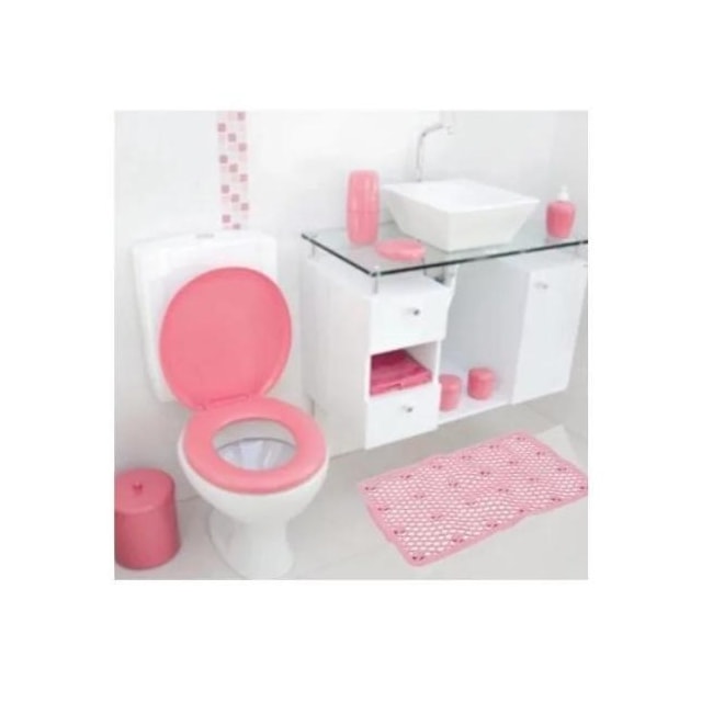 Tapete de Plástico Flexível para Área Molhada 50 x 32cm Rosa - ASTRA