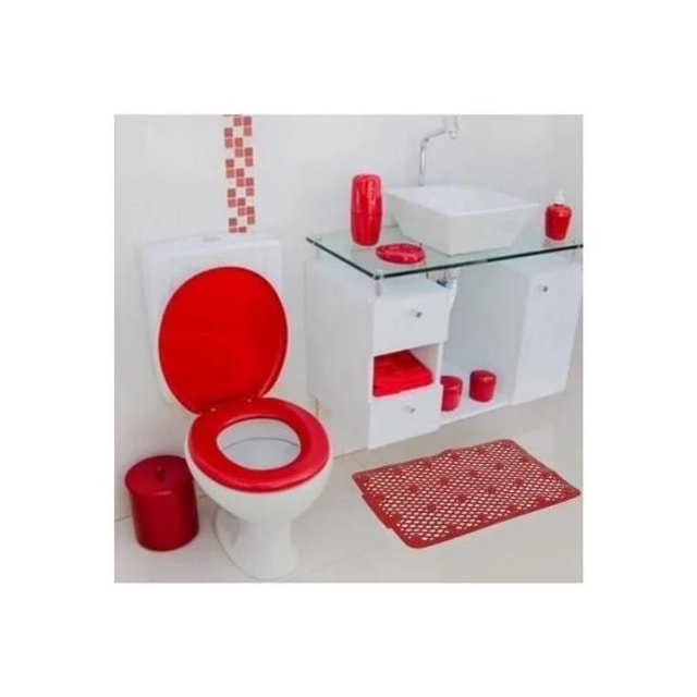 Tapete de Plástico Flexível para Área Molhada 50 x 32cm Vermelho - ASTRA Tapete de Plástico Flexível para Área Molhada 50 x 32cm Vermelho - ASTRA