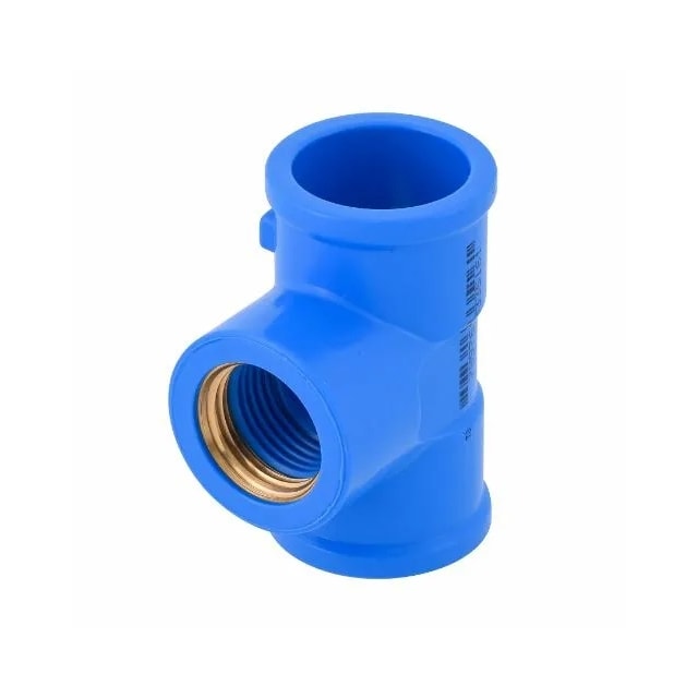 Tê 90° Soldável com Bucha de Latão 1/2" X 25mm Azul - Tigre