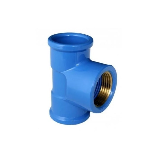 Tê 90° Soldável com Bucha de Latão 3/4" X 25mm Azul - Tigre