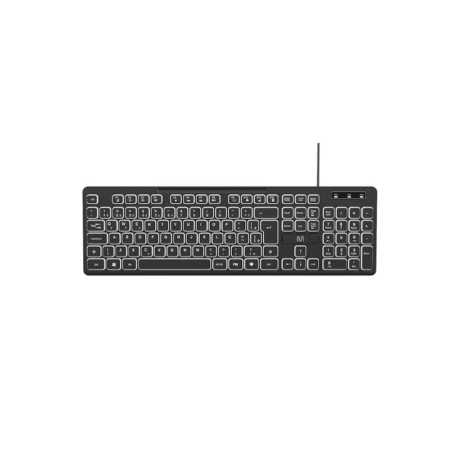 Teclado Com Fio Light 3 Níveis e LED Ajustável Teclas Silenciosas e Conexão Usb Preto - TC268