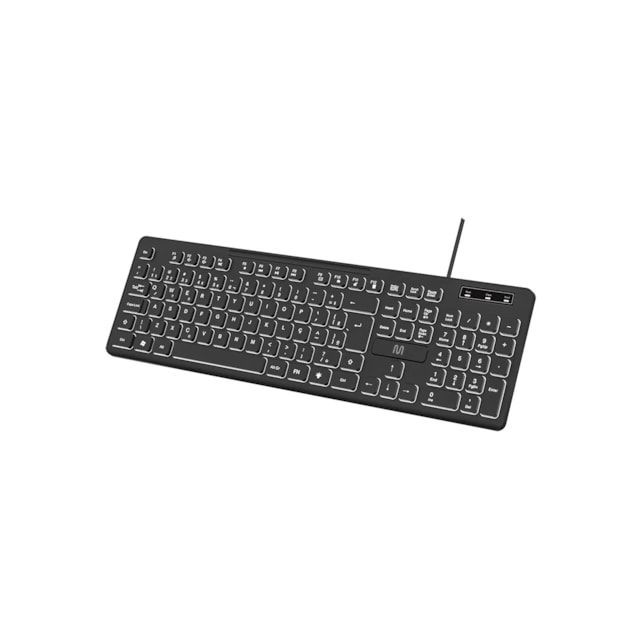 Teclado Com Fio Light 3 Níveis e LED Ajustável Teclas Silenciosas e Conexão Usb Preto - TC268