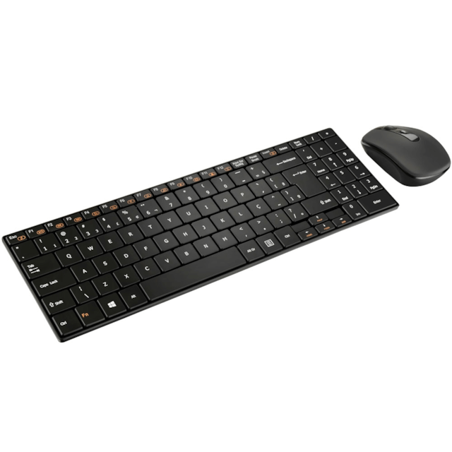 Teclado e Mouse Sem Fio Multimídia Slim Preto Multilaser - TC202 Teclado e Mouse Sem Fio Multimídia Slim Preto Multilaser - TC202