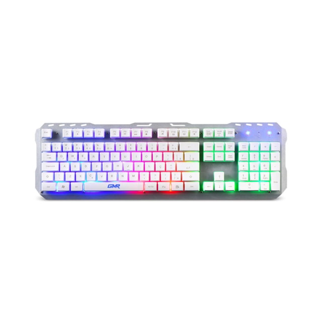 Teclado Gamer Base Metálica Branco Led Rainbow - TC259