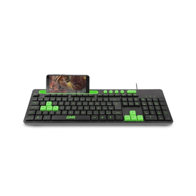 Teclado GK120 com Suporte de Smartphone Preto e Verde