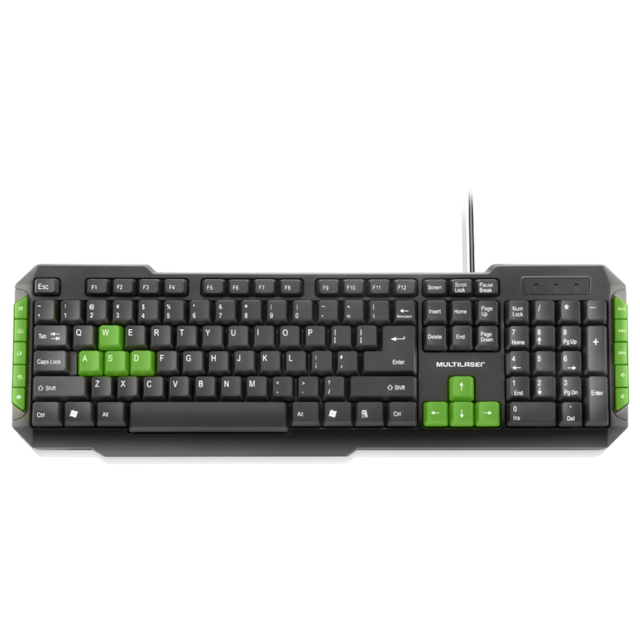 Teclado Multimidia Gamer Teclas Verdes Usb Multilaser - TC201