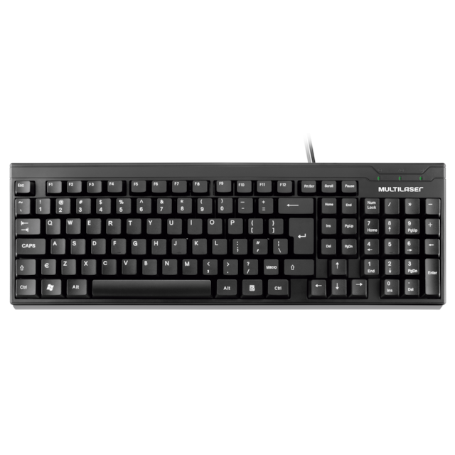 Teclado Padrão USB Preto Multilaser - TC193 Teclado Padrão USB Preto Multilaser - TC193