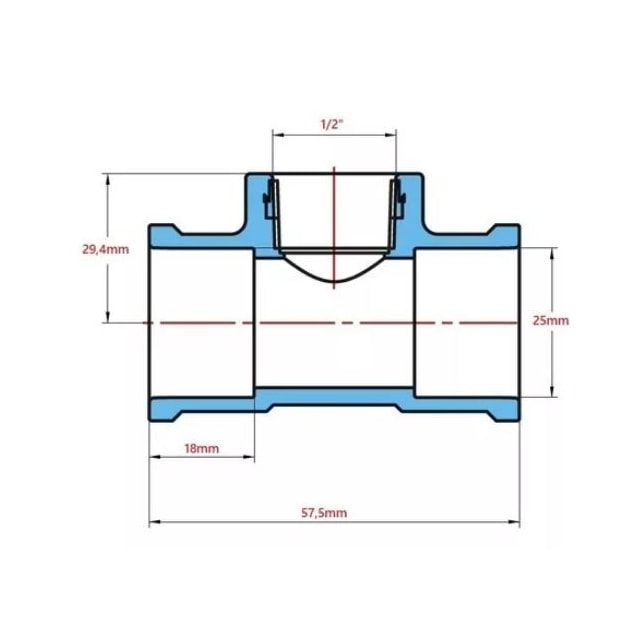 Tee Lr 25 x 1/2" com Bucha para Latão - Amanco