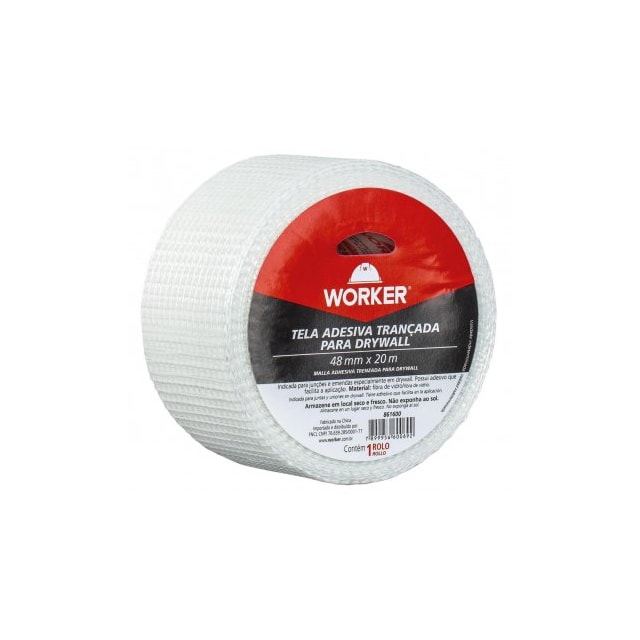 Tela Adesiva para Drywall Trançada 48mmx20m - WORKER Tela Adesiva para Drywall Trançada 48mmx20m - WORKER