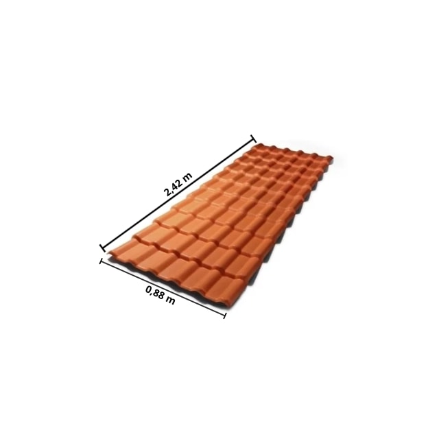 Telha de PVC Colonial Vermelha 2,42 x 0,88m - PRECON Telha de PVC Colonial Vermelha 2,42 x 0,88m - PRECON