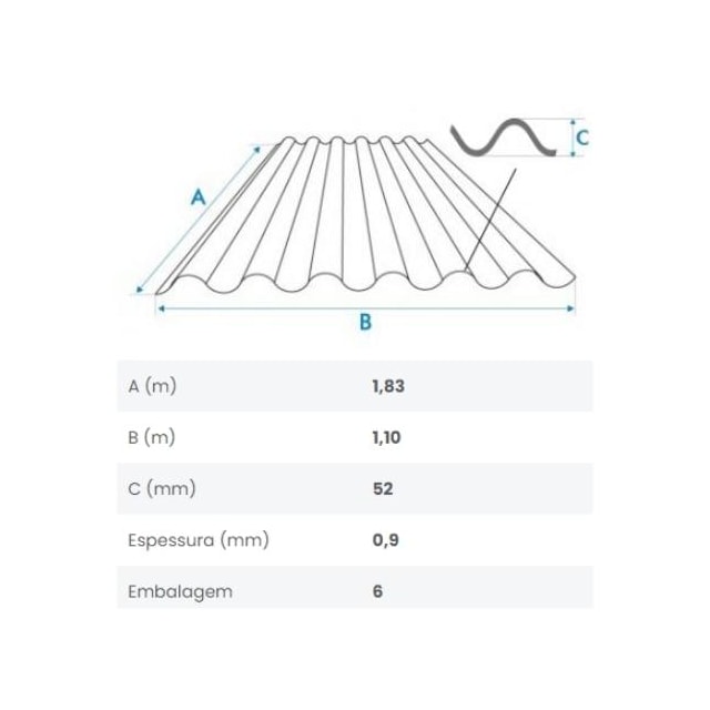 Telha Translúcida de Fibra 1,83 X 1,10m Incolor Ondafort - Fortlev Telha Translúcida de Fibra 1,83 X 1,10m Incolor Ondafort - Fortlev