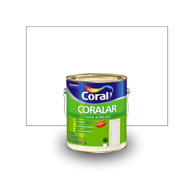 Tinta Acrílica Coralar Branco Neve 3,6L - Coral Tinta Acrílica Coralar Branco Neve 3,6L - Coral