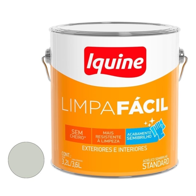 Tinta Acrílica Semibrilho Limpa Fácil Branco Gelo 3,6L - Iquine 