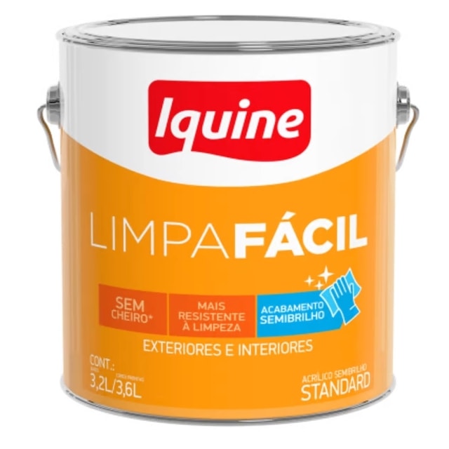 Tinta Acrílica Semibrilho Limpa Fácil Branco Neve 3,6L - Iquine 