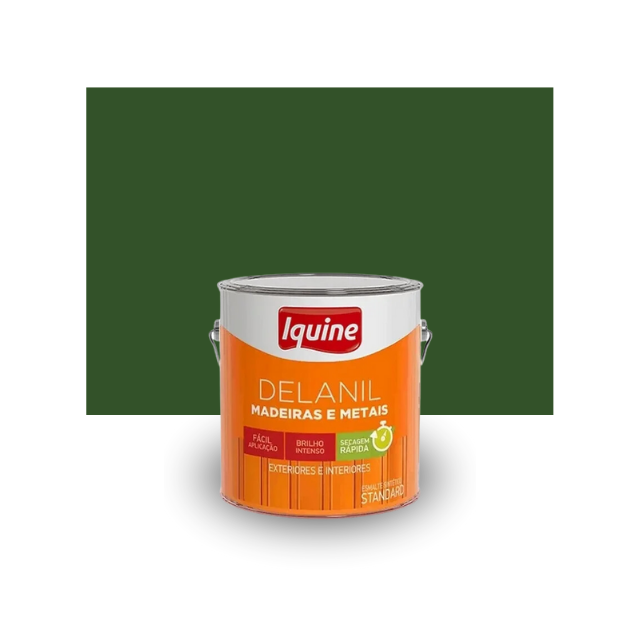 Tinta Esmalte Delanil para Madeiras e Metais cor Verde Folha 900ml - Iquine Tinta Esmalte Delanil para Madeiras e Metais cor Verde Folha 900ml - Iquine