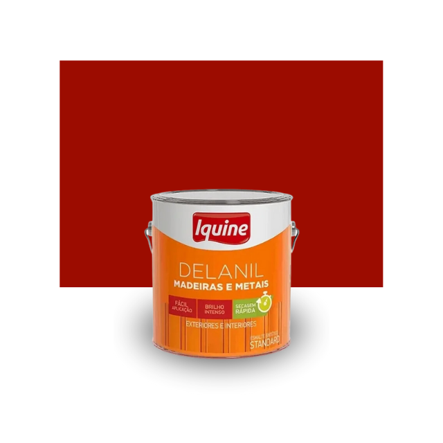 Tinta Esmalte Delanil para Madeiras e Metais cor Vermelho 900ml   - Iquine Tinta Esmalte Delanil para Madeiras e Metais cor Vermelho 900ml   - Iquine