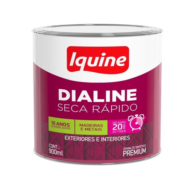 Tinta Esmalte Dialine Seca Rápido Branco Neve 900ml - Iquine 