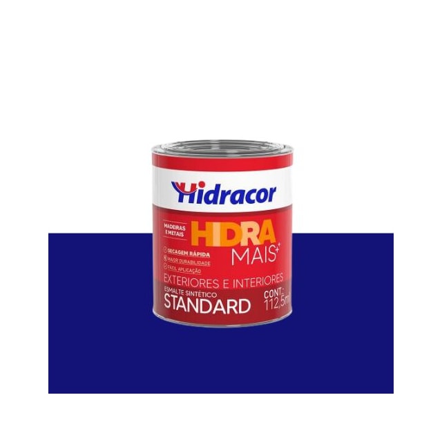 Tinta Esmalte Sintético Hidramais Brilhante Azul del Rey 112,5ml - Hidracor  Tinta Esmalte Sintético Hidramais Brilhante Azul del Rey 112,5ml - Hidracor