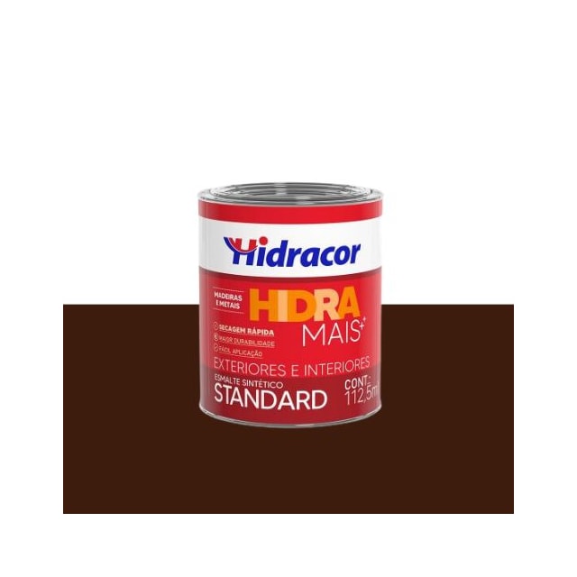 Tinta Esmalte Sintético Hidramais Brilhante Marrom Tabaco 112,5ml - Hidracor  Tinta Esmalte Sintético Hidramais Brilhante Marrom Tabaco 112,5ml - Hidracor
