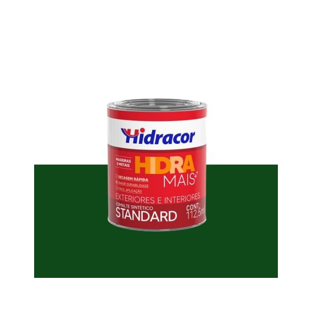 Tinta Esmalte Sintético Hidramais Brilhante Verde Folha 112,5ml - Hidracor  Tinta Esmalte Sintético Hidramais Brilhante Verde Folha 112,5ml - Hidracor