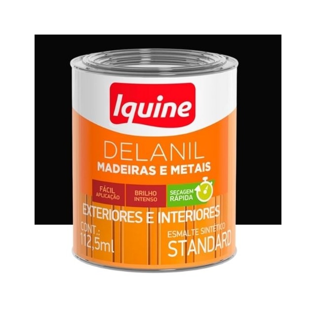 Tinta Esmalte Sintético Preto 112ml Delanil - IQUINE