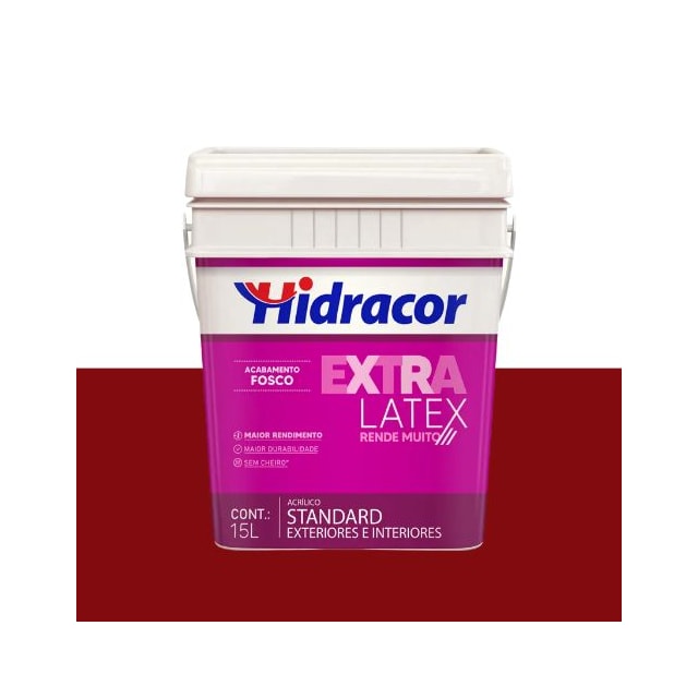 Tinta Extralatex Vermelho Caribe 15L - HIDRACOR