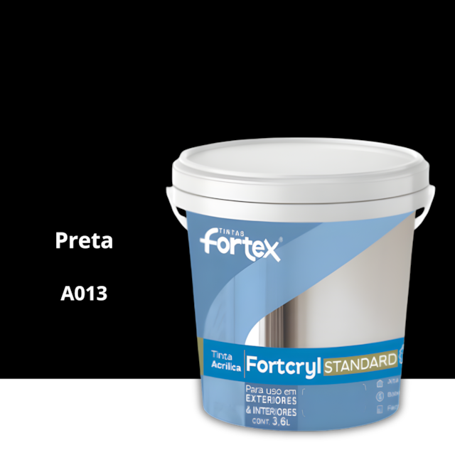 Tinta Fortcryl Preta 3,6L - FORTEX
