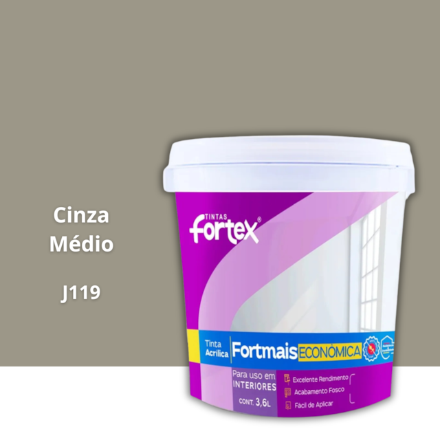 Tinta Fortmais Cinza Médio 3,6L - Fortex Tinta Fortmais Cinza Médio 3,6L - Fortex