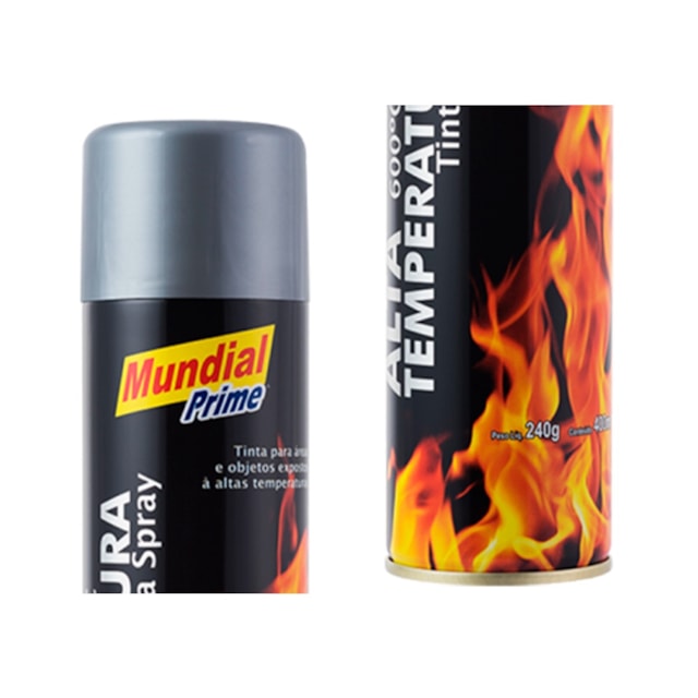 Tinta Spray Alta Temperatura Alumínio 400ml - MUNDIAL Tinta Spray Alta Temperatura Alumínio 400ml - MUNDIAL