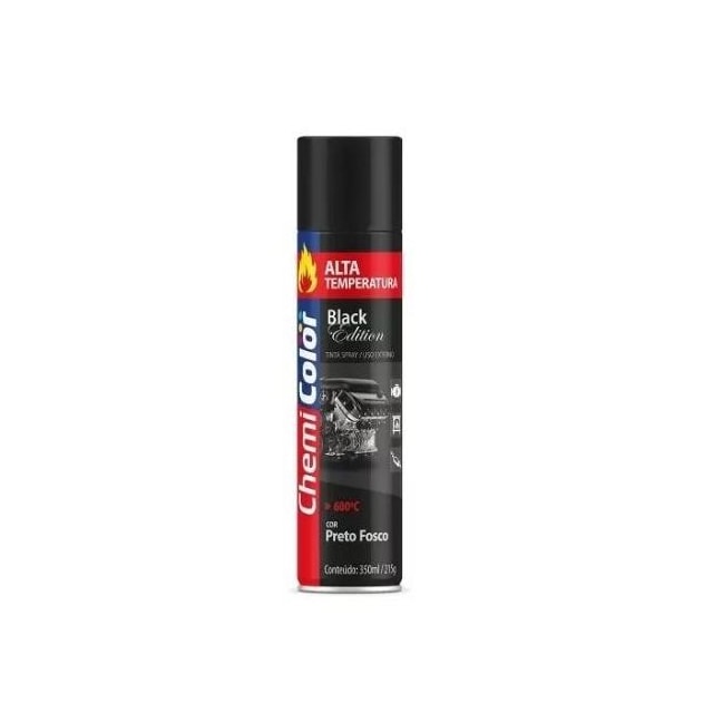 Tinta Spray Alta Temperatura Preto Fosco 350ml - CHEMICOLOR