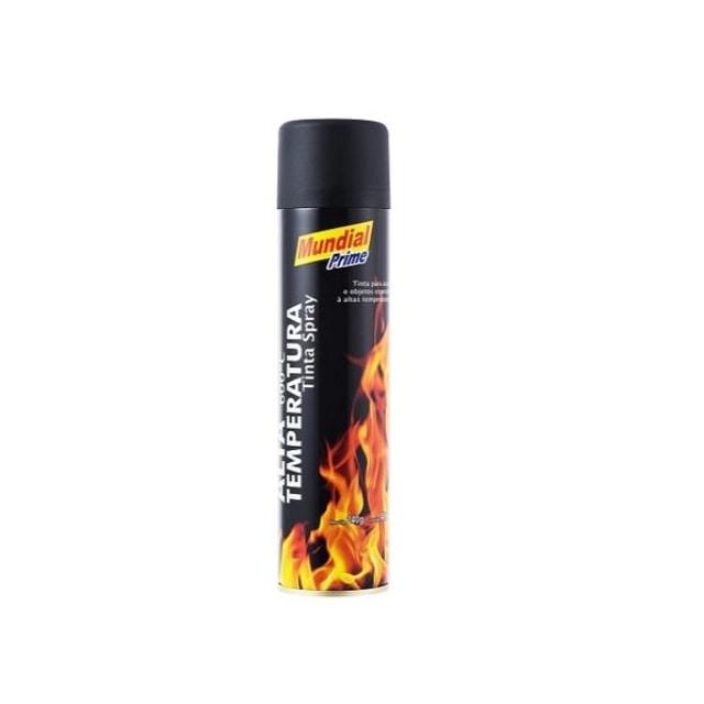 Tinta Spray Alta Temperatura Preto Fosco 400ml - Mundial Tinta Spray Alta Temperatura Preto Fosco 400ml - Mundial
