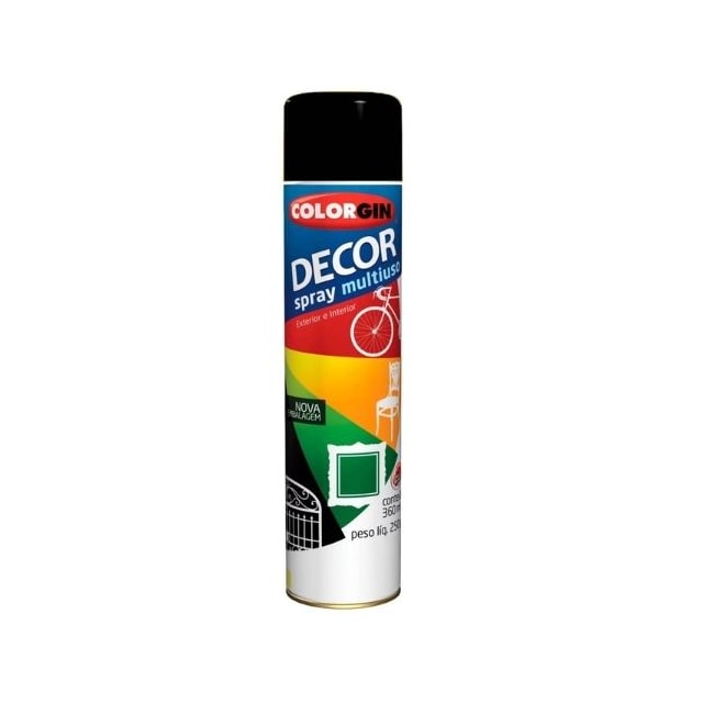 Tinta Spray Decor Preto Fosco 360ml - Colorgin