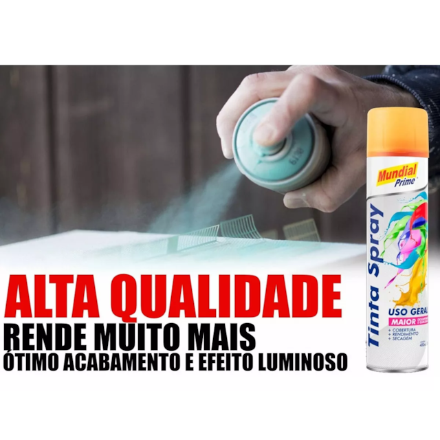 Tinta Spray Luminosa 400ml Laranja - MUNDIAL Tinta Spray Luminosa 400ml Laranja - MUNDIAL