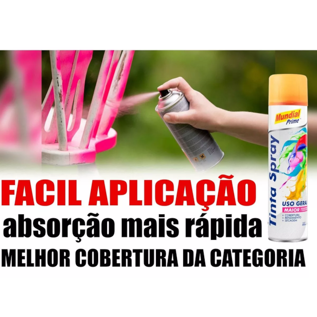 Tinta Spray Luminosa 400ml Laranja - MUNDIAL Tinta Spray Luminosa 400ml Laranja - MUNDIAL