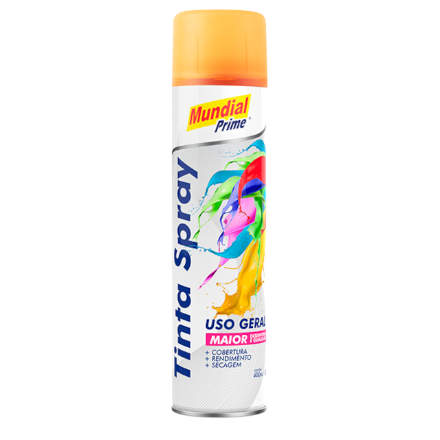 Tinta Spray Luminosa 400ml Laranja - MUNDIAL Tinta Spray Luminosa 400ml Laranja - MUNDIAL