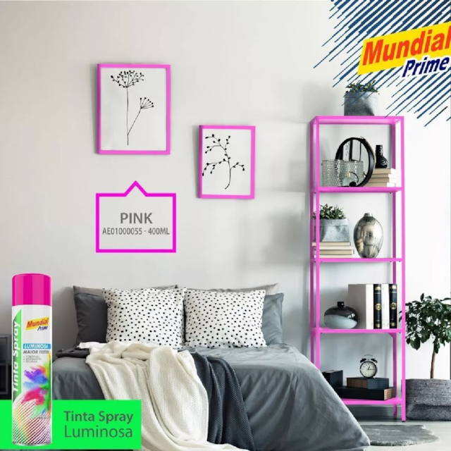 Tinta Spray Luminosa 400ml Pink - MUNDIAL Tinta Spray Luminosa 400ml Pink - MUNDIAL