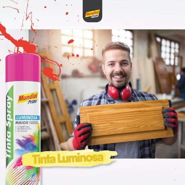 Tinta Spray Luminosa 400ml Pink - MUNDIAL Tinta Spray Luminosa 400ml Pink - MUNDIAL